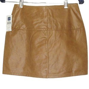 Gap Leather Mini Skirt Size 0 Caramel Camel Vintage Y2K Minimalist Capsule NWT